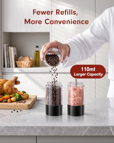 Larger Capacity Rechargeable Electric Salt and Pepper Grinder Set