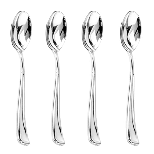 200PCS Silver Plastic Spoons (Spoon Silver)