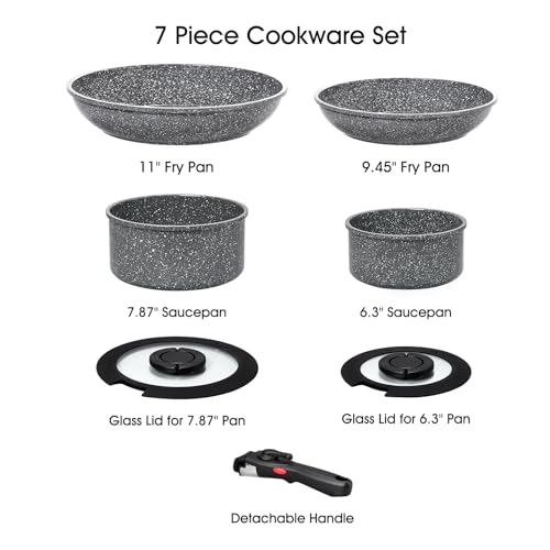 7pcs Pots and Pans Set Non Stick from France (Ash Grey / 7 Piece)