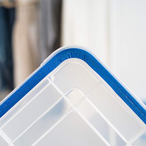 4-Pack 26.5/44 Combo Qt Storage Bins with Gasket Lids, Clear/Blue (27 & 44 Qt. Combo)