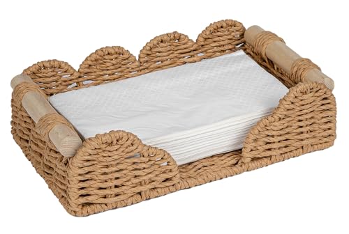 Rectangle Scalloped Napkin Holder for Table Home Farmhouse Decor