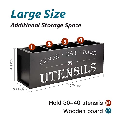 Extra Large Utensil Holder Countertop for Kitchen Counter (Black)