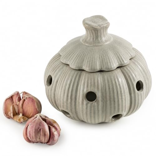 Garlic Keeper Jar with Lid (Khaki)