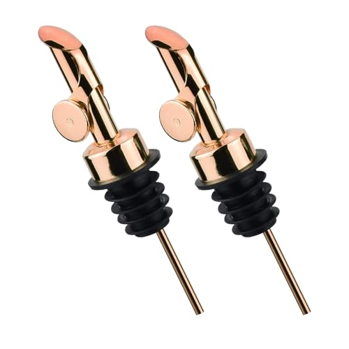 2 Pack Auto Flip Olive Oil Dispenser (2 Pourers-Rose Gold)