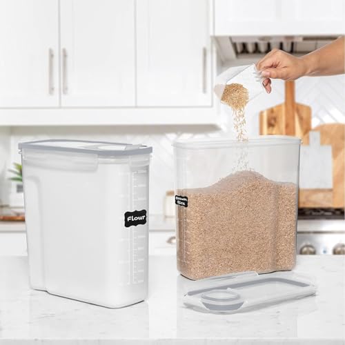 2 Pack (6.3L / 213OZ) EXTRA Large Airtight Food Storage Cereal Containers for Bulk Food Storage BPA-Free Plastic Container, Pantry Organization and Canister for Rice, Pasta, Sugar & Flour (Gray)