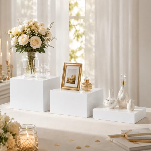 3 Pack White Buffet Food Risers