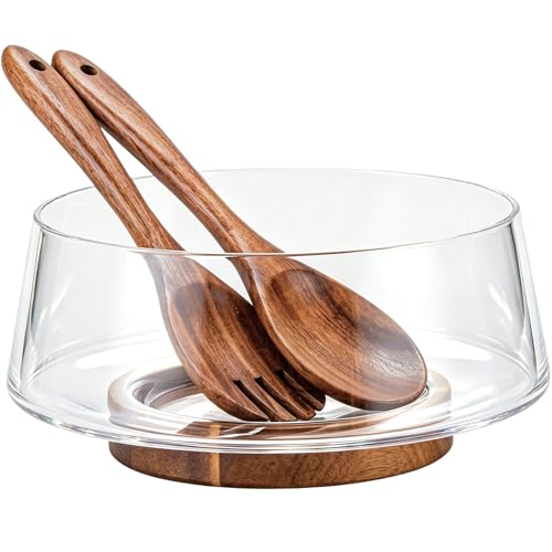 Salad Bowl Set Large (10-inch Salad Set with Glass Bowl)