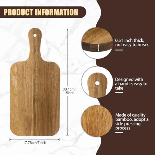6 Pcs Wood Cutting Boards Bulk Thicken with Handle Kitchen (15 x 7 inches)