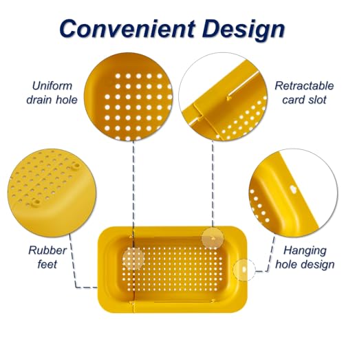 Extendable Sink Colander Strainer Basket (Yellow)