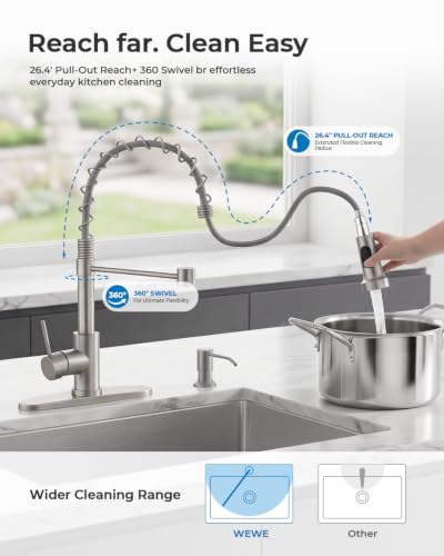 Utility Sink Faucet with Sprayer and Soap Dispenser (Brushed Nickel)