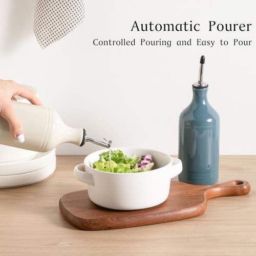 Sweejar Ceramic Olive Oil Dispenser Bottle Set (15.5 oz, Set of 2 / BeigeFogblue)