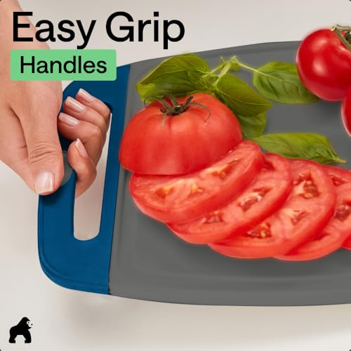 BPA Free Reversible Kitchen Cutting Board (Gray/Blue / Large (Pack of 3))