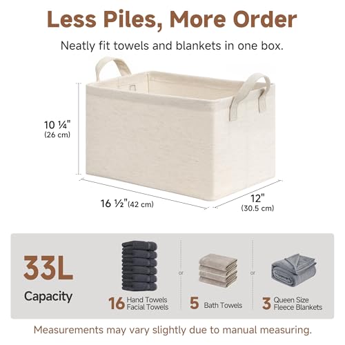 Linen Closet Organizers (Beige（Cotton-linen） / 16 ½" L x 12" W x 10 ¼" H)