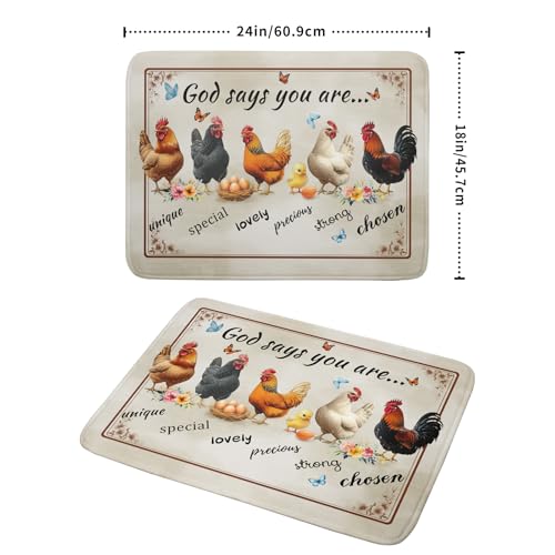 Farmhouse Rooster Dish Drying Mat (Farmhouse Rooster-Brown / 24" x 18")