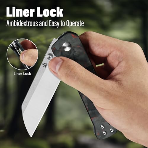 Penguin V2 Folding Pocket Knife (Red Shredded CF Overlay)