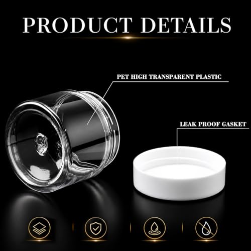 6 Pack 2 oz Plastic Jars Containers with Lids Wide (Color Mix / 2 oz)