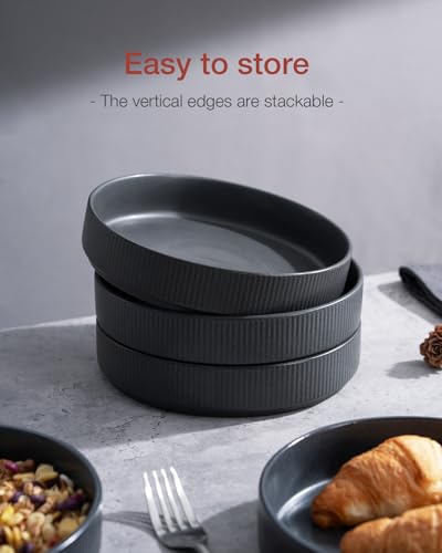 Star 7.5" Pasta Bowls Set of 8 (Dark Charcoal - Full Glaze Matte / 8 pcs)