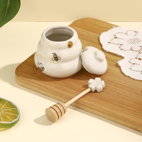 Ceramic Bee Happy Honey Pot with Dipper
