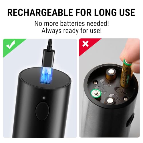 110ML Electric Salt and Pepper Grinder Set Rechargeable (Black)