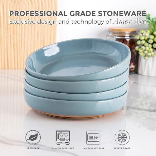 8.75'' Large Ceramic Pasta Bowls (Stone Blue(8.75inch))