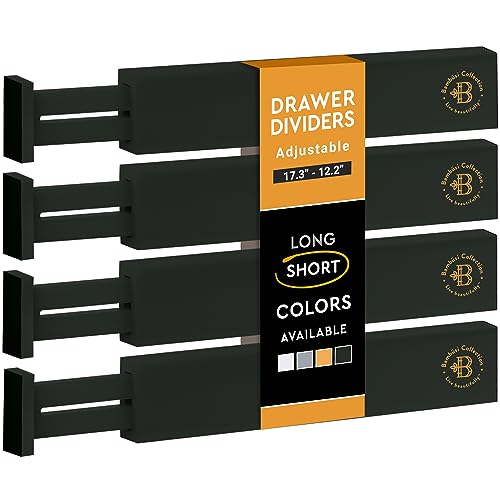 4 Pack Bamboo Drawer Dividers (Black / 2.6-Inch High (4-pk))