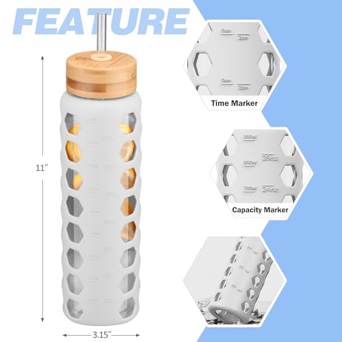 Glass Water Bottle (White / 32 Ounces)