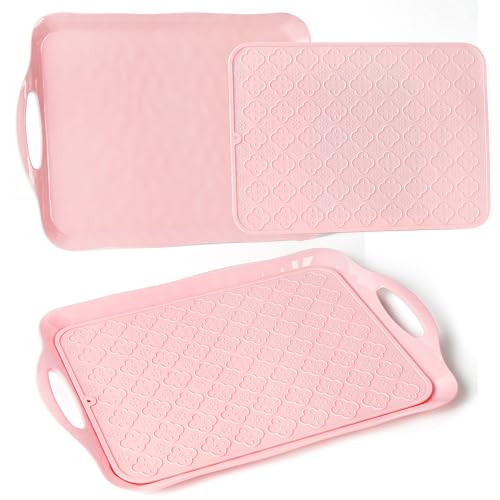 Large Non Slip Serving Tray with Handles (4 Count)