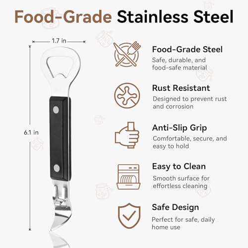 2-in-1 Can Punch Opener & Bottle Opener, 6.1" Compact