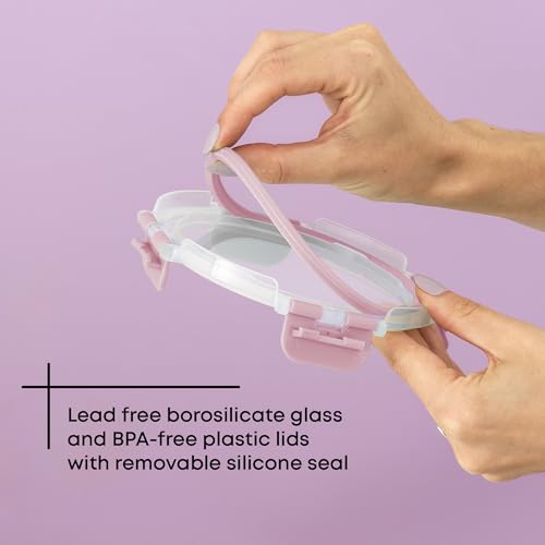 24pc Borosilicate Glass Storage Containers with Lids (Pink)