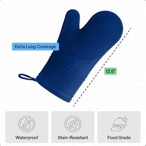 Silicone Oven Mitts (Blue / 12.5" Oven Mitts)