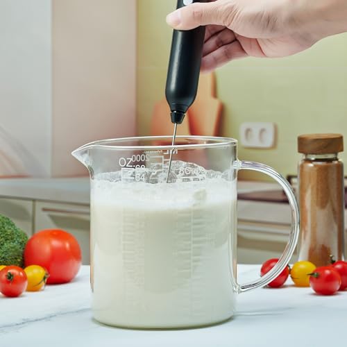 Borosilicate Glass Measuring Cup with Insulated Handle (2000 ML (64 Oz, 8 Cup) - Etched Graduated)