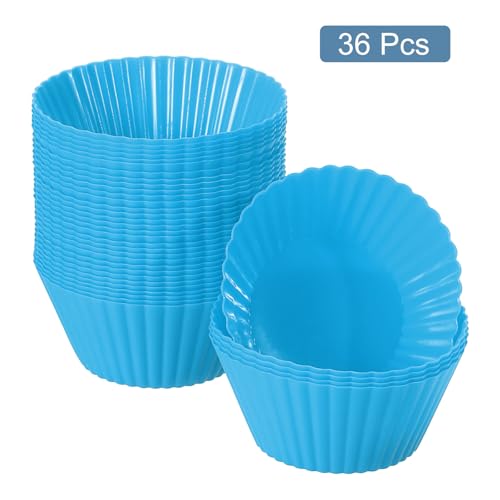 36Pcs Silicone Cupcake Liners (Blue / 2")