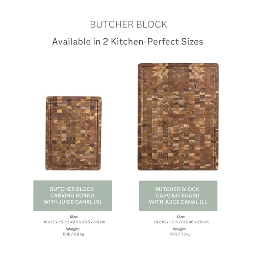 Butcher Block Carving Board (With Juice Groove / Medium (16 inch x 12 inch x 1.5 inch))
