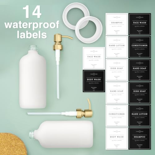 White Glass Soap Dispenser (Matte White Bottle / Brushed Gold Pump)
