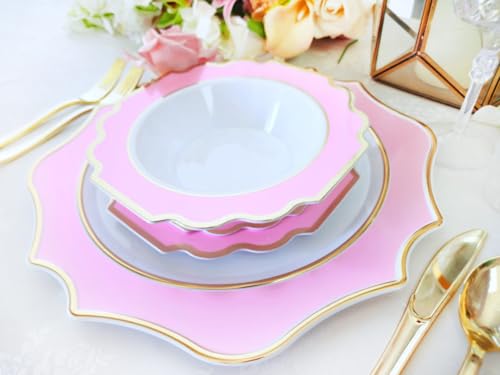 OCCASIONS " 200 Piece set (200 Piece (25 Guest) / B. Imperial Rose Pink & Gold)