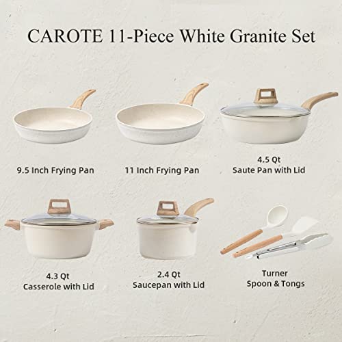 Nonstick Pots and Pans Set (Off-White / 11 Piece)