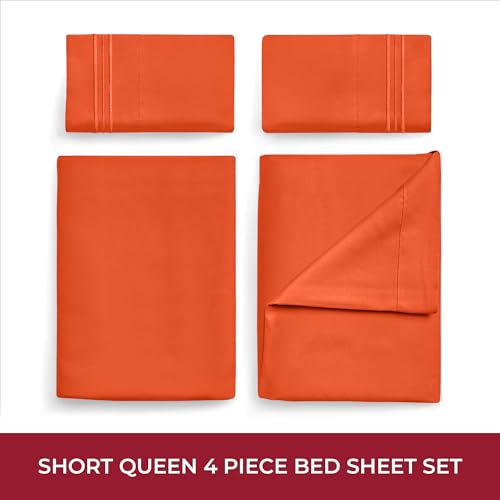 Iconic 4-PC, Ultra Soft Sheet Set (RV/Short Queen, Poppy Orange) (1667 Poppy Orange / RV / Short Queen)