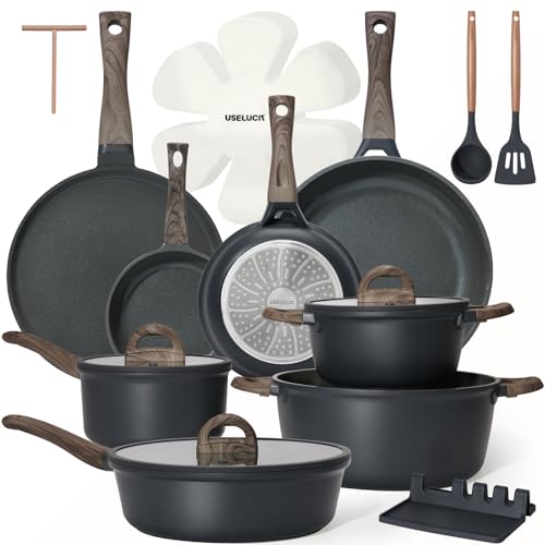 22 Piece Ceramic Cookware Set with Utensils (Gray)