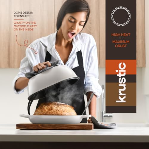 Enameled Cast Iron Dutch Oven for Professional Sourdough Bread Baking (White)