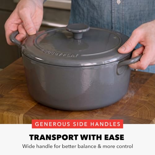 x Bobby Flay 5.5QT Enameled Cast Iron Dutch Oven With Lid (5.5QT Dutch Oven / Slate Gray)