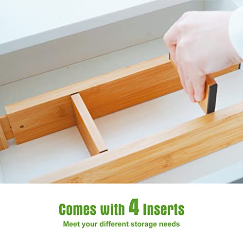 4 Pcs Expandable Bamboo Drawer Dividers (yellow)