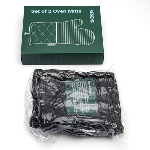 Heat Resistant 500°F Kitchen Oven Mitts 2 (Black)