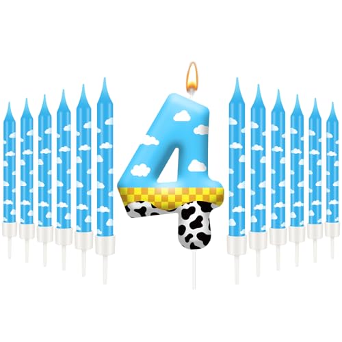 13PCS Toy Inspire Game Story Birthday Candles Set for Kids (Blue+White+Yellow+Black / 4)