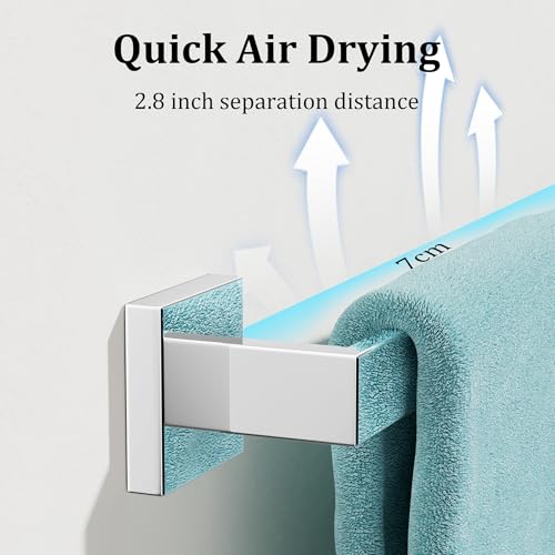 Towel Bar Towel Rack for Bathroom Wall Mount 12 Inch (Single 12 Inch / Polished Chrome)