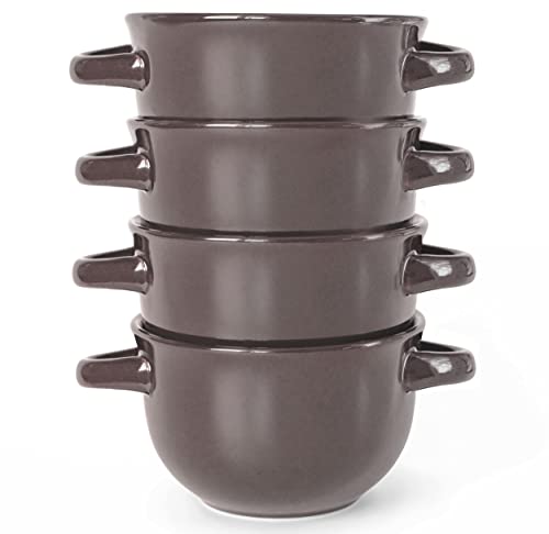 French Onion Soup Crocks with Lids & Handles (Dark Mauve)