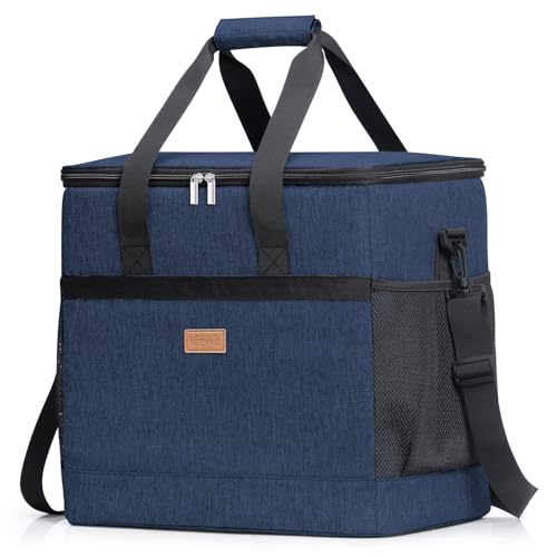 Cooler Bag 60 Cans Collapsible and Insulated Large Lunch Bag Leakproof Soft Cooler Portable for Camping (60-Can(40L) / Dark Blue)