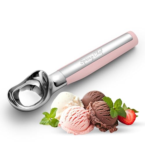 Heavy Duty Metal Ice Cream Scoop with Soft Grip Handle (Pink Lemonade)