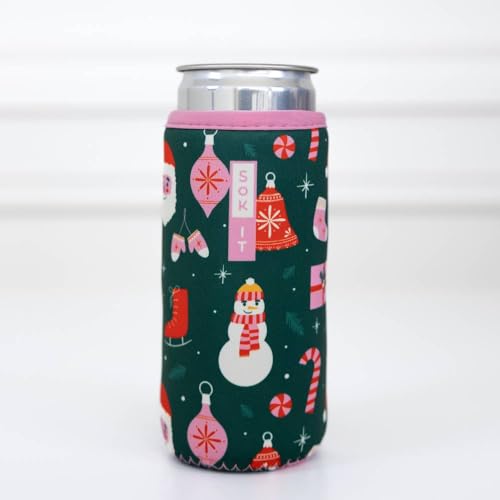 CanSok Sleeve for Beer & Soda Insulated Neoprene Cover (Tis the Season / 12oz Slim Can Sleeve)