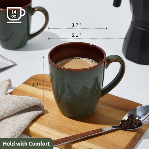 Coffee Mug 14oz (Brown Green / 6 Count (Pack of 1))