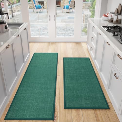 Kitchen Mat Set of 2 PCS (Green / 17.3"x47"+17.3"x71" (Set of 2))